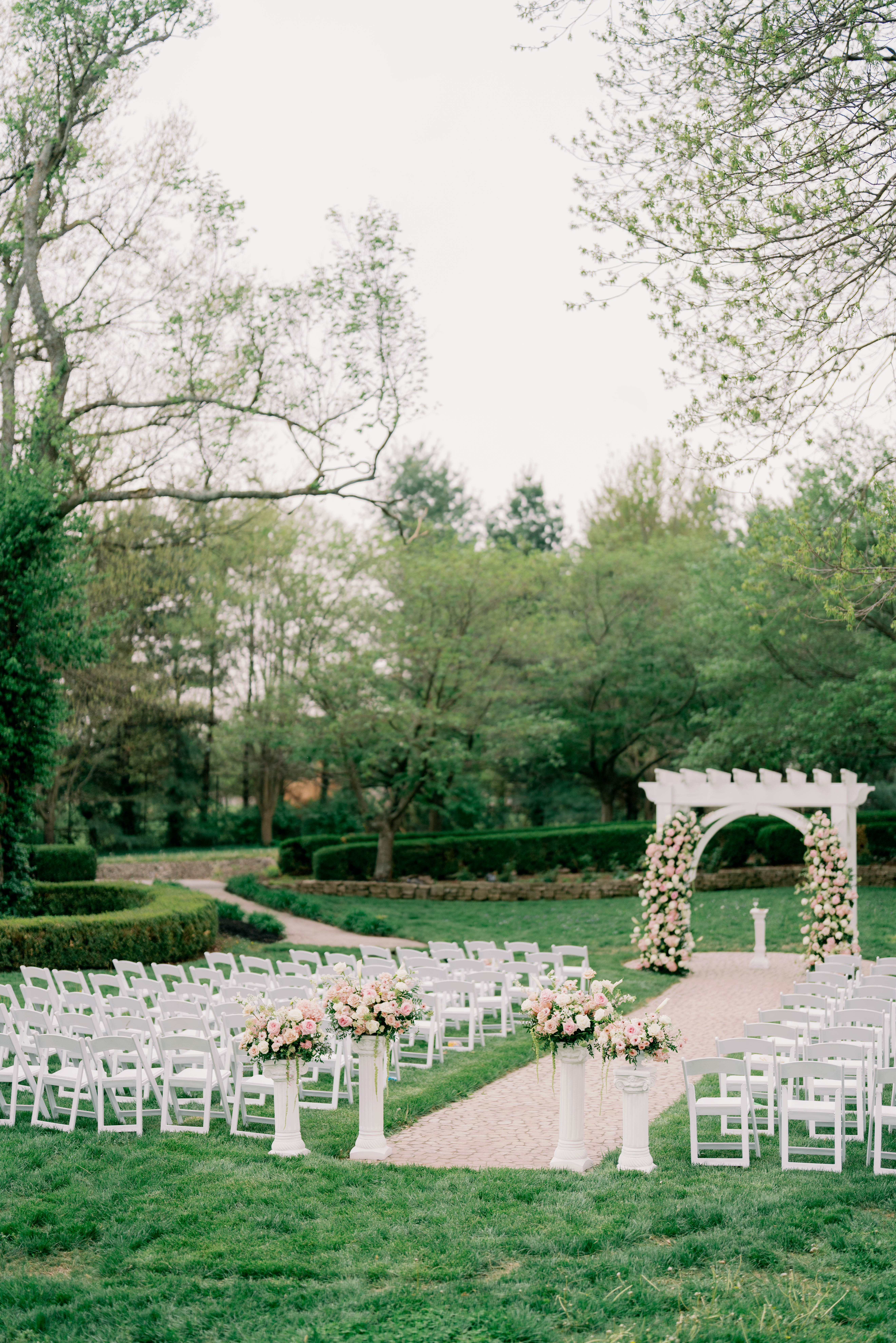 Garden-inspired ceremony florals